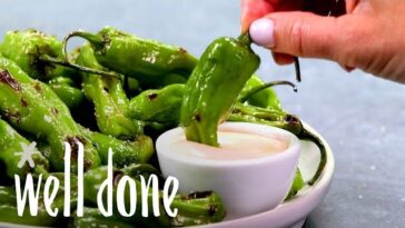 Charred Shishito Peppers with Sriracha Aioli
